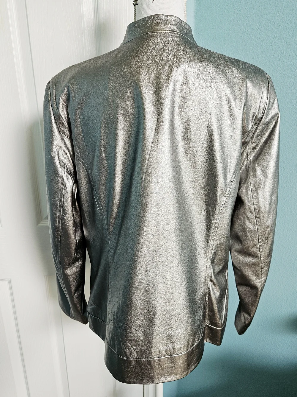 Metallic Silver Quilted Zip-Front Jacket - Picture 4 of 4